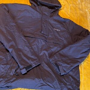 Carhartt Men's Deep Black Insulated Windbreaker Pull Over Hoody Large